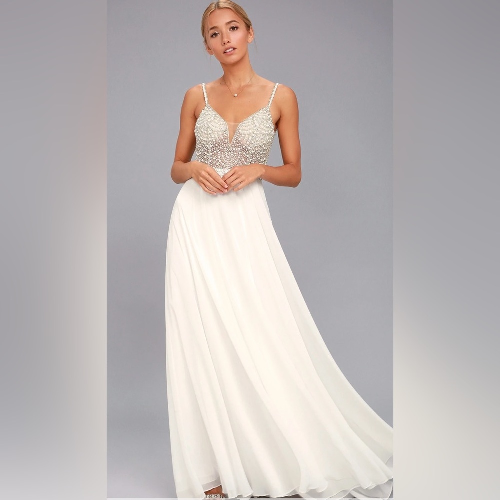 Brand New Lulus True Love White Beaded Dress